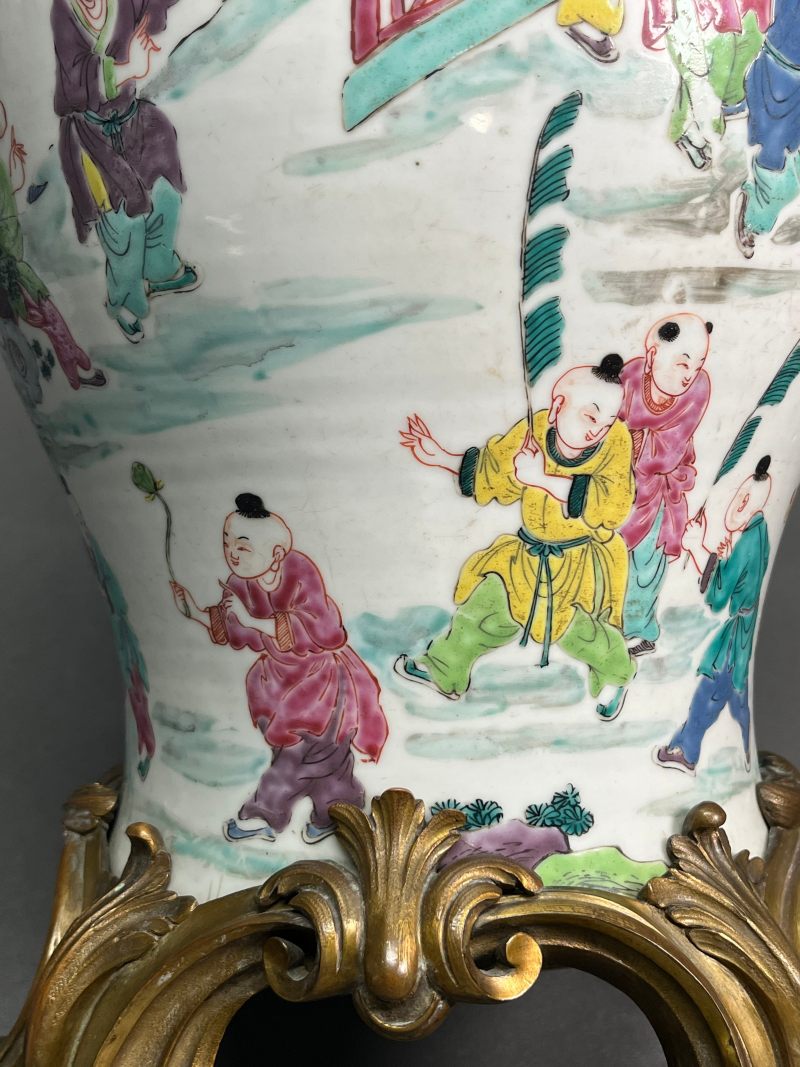 清雍正  粉彩“百子嬉春”图大罐 - 图8