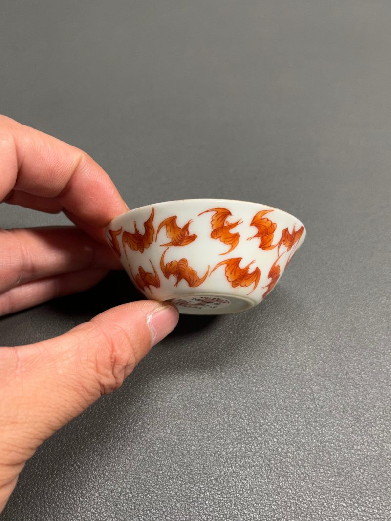 清同治  矾红彩洪福齐天纹套杯 - 图29