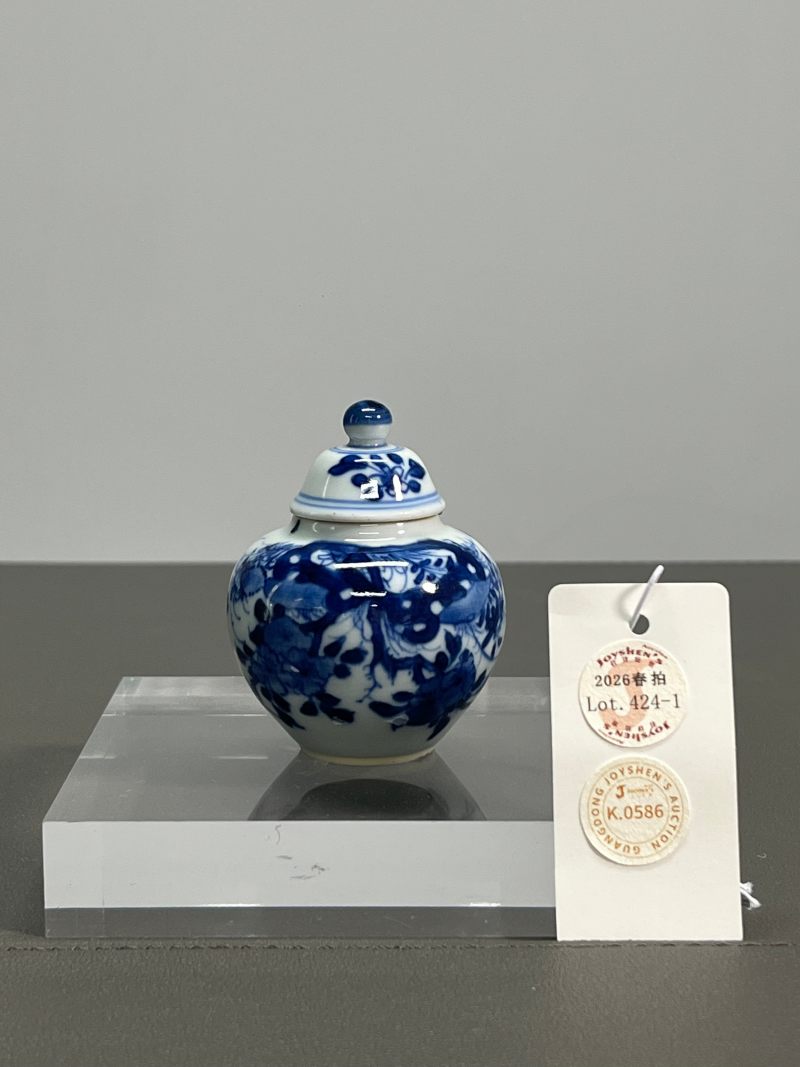 清康熙  青花虫草纹小盖罐 - 图2