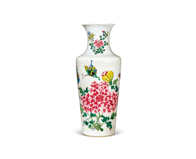 清雍正 粉彩花鸟图棒槌瓶 - 图1