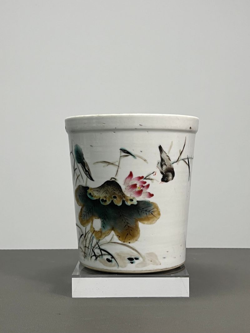 十九世纪  程玉婷作粉彩“一路连科”图花盆 - 图2