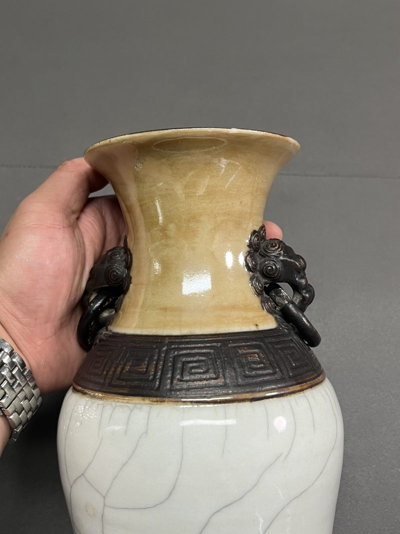 清中期  仿哥釉双象耳尊 - 图5