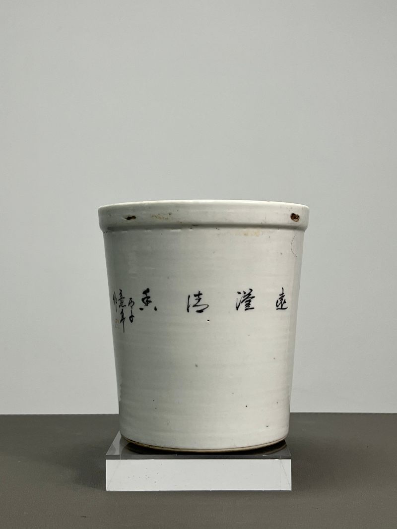 十九世纪  程玉婷作粉彩“一路连科”图花盆 - 图3