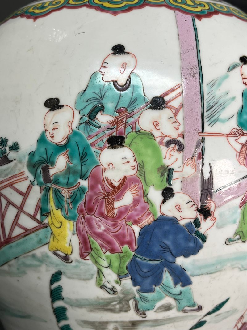 清雍正  粉彩“百子嬉春”图大罐 - 图9