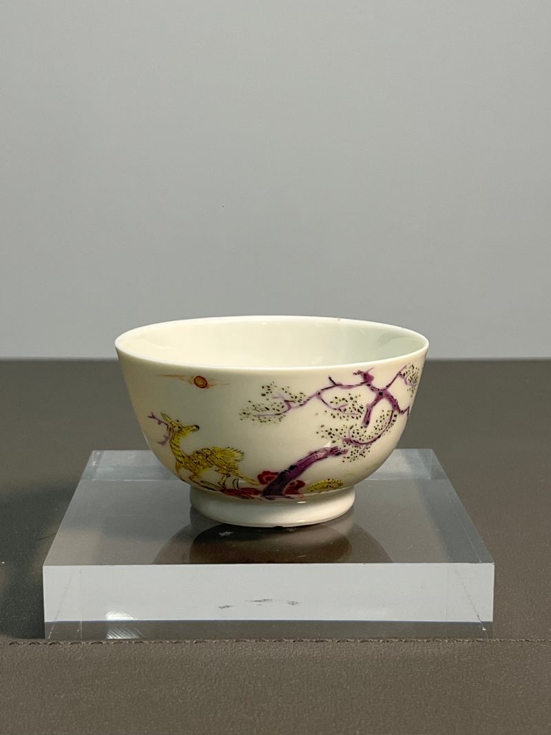 清雍正  粉彩鹤鹿同春杯 - 图2
