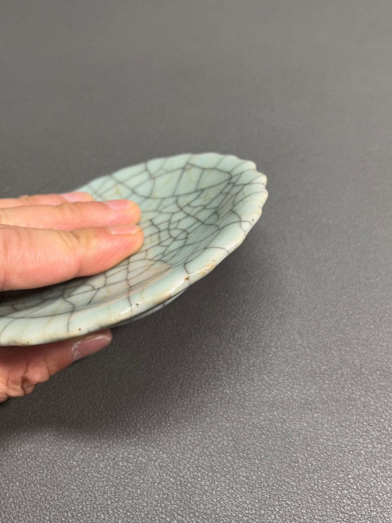 清雍正  仿哥釉笔舔（带木盒） - 图12