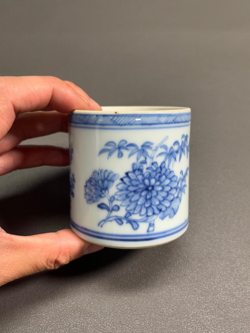 明崇祯  青花花卉纹香筒（带木盖） - 图7