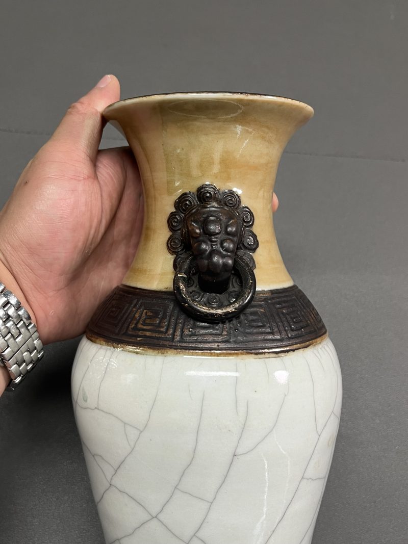清中期  仿哥釉双象耳尊 - 图6