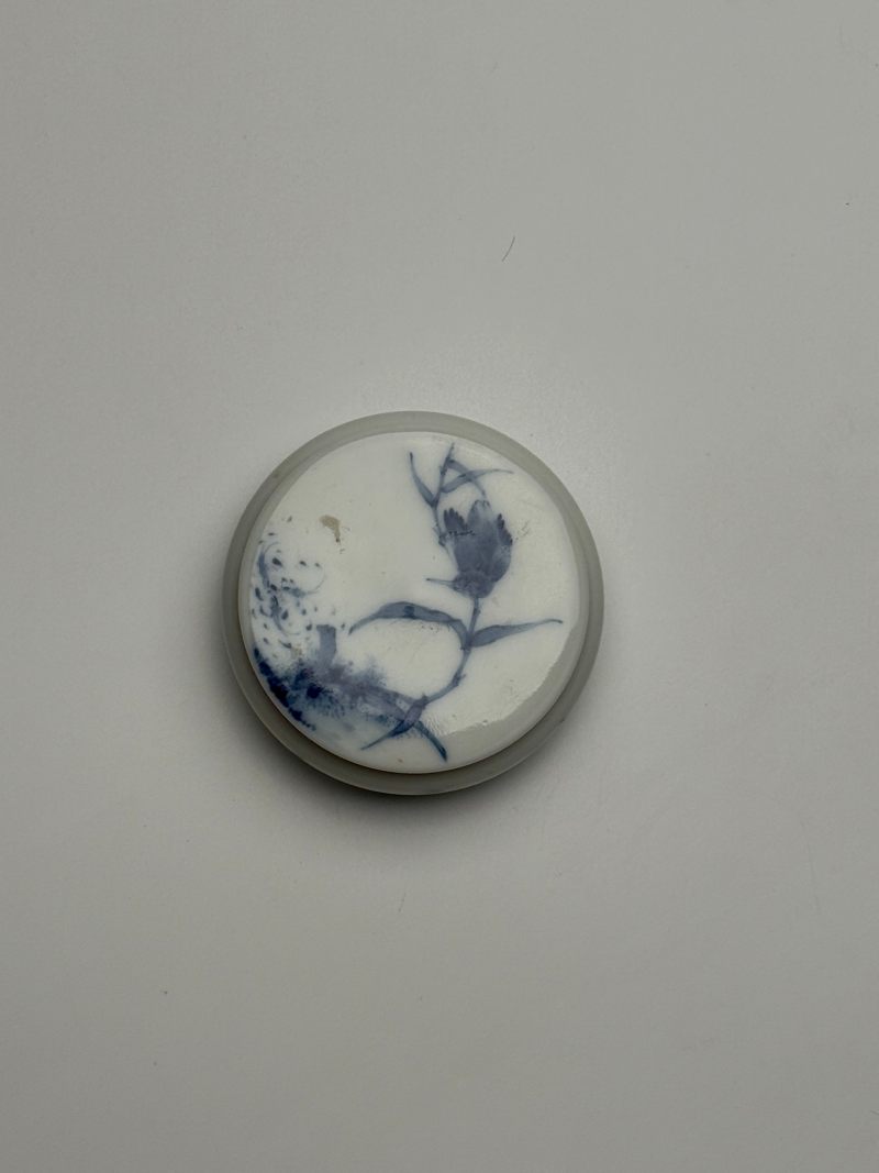 民国  王步风格青花花鸟印盒 - 图3