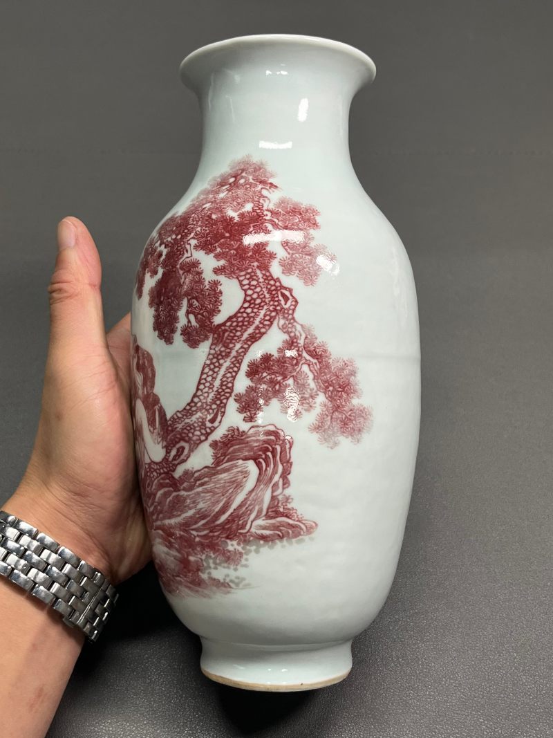 清道光  釉里红“李铁拐仙翁微醺”图观音尊 - 图9