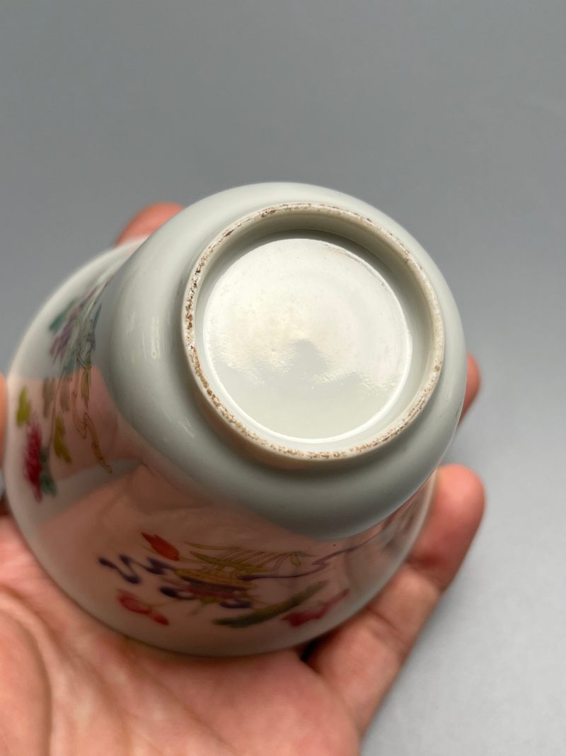 清道光  粉彩花卉八吉祥纹盖杯 - 图13