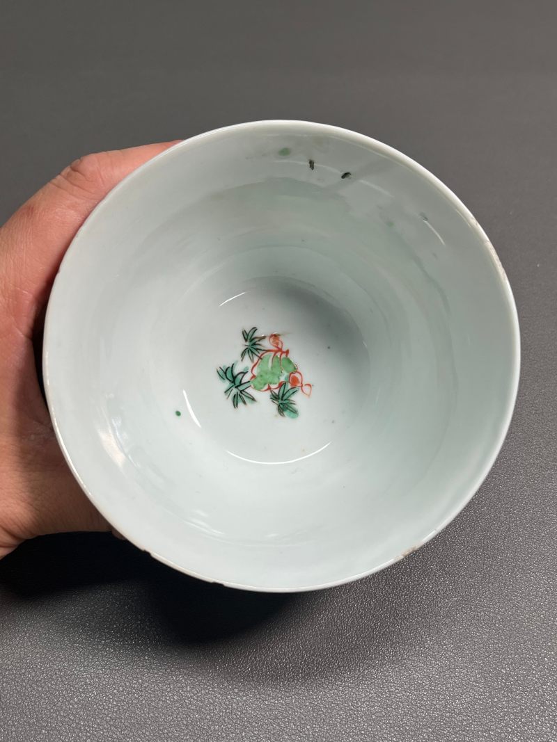 明天启—崇祯  青花五彩兰花杯（一组 4 只） - 图25