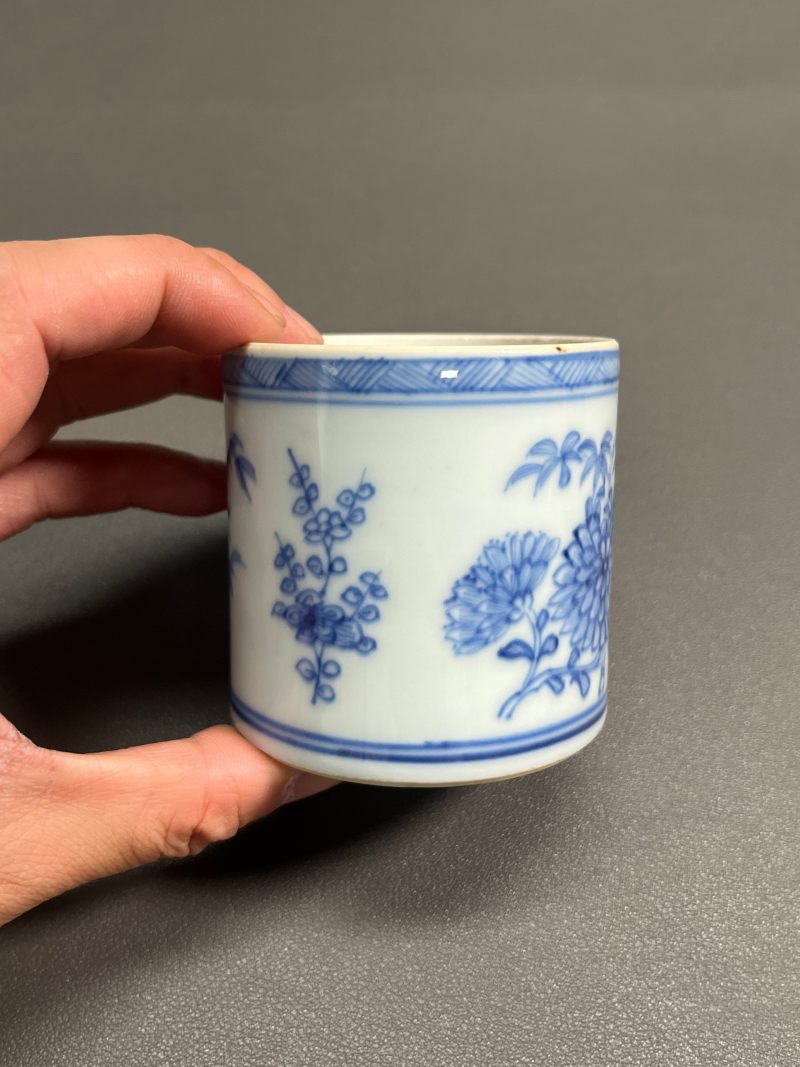 明崇祯  青花花卉纹香筒（带木盖） - 图8