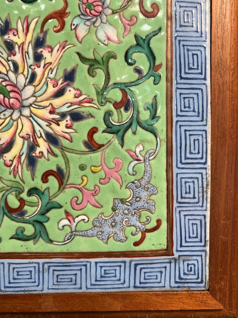 清嘉庆  洋彩花卉纹瓷板 - 图8