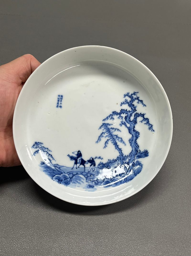 清光绪 青花“踏雪寻梅”图镗锣洗 - 图3