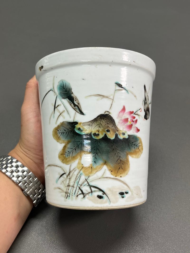 十九世纪  程玉婷作粉彩“一路连科”图花盆 - 图4
