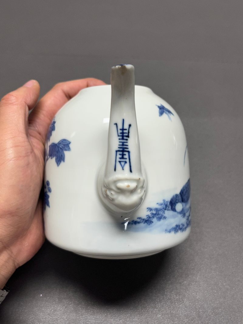 晚清-民国 青花花鸟纹执壶 - 图6