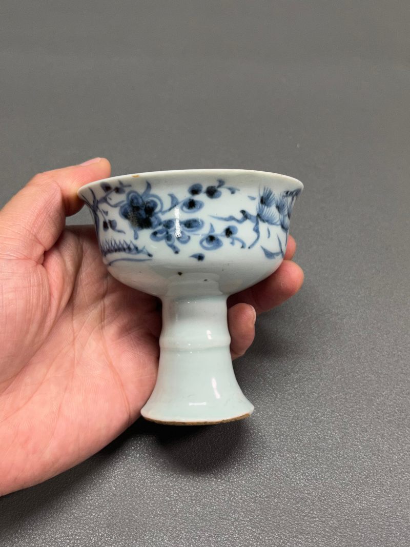 元  青花花卉纹高足杯 - 图7