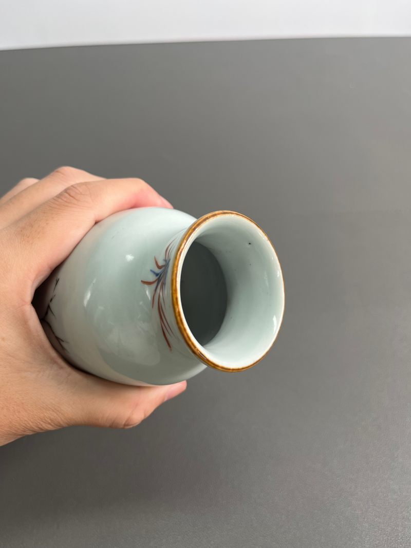 清顺治  青花五彩花鸟纹筒瓶 - 图11