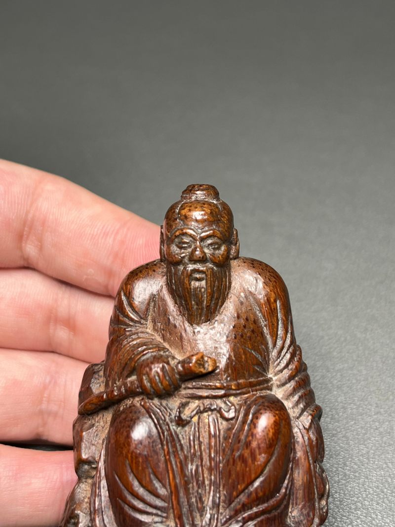清  竹雕人物坐像 - 图7