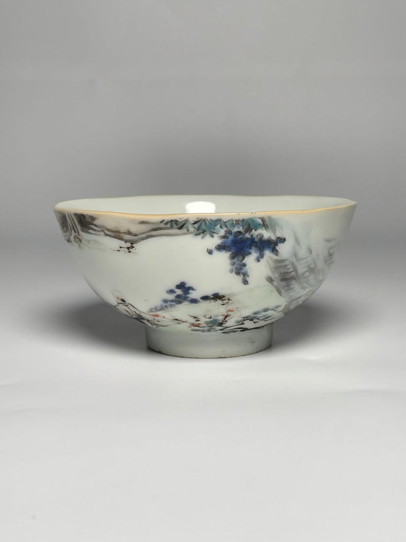 清晚期  浅绛彩王少维作茶圆 - 图3
