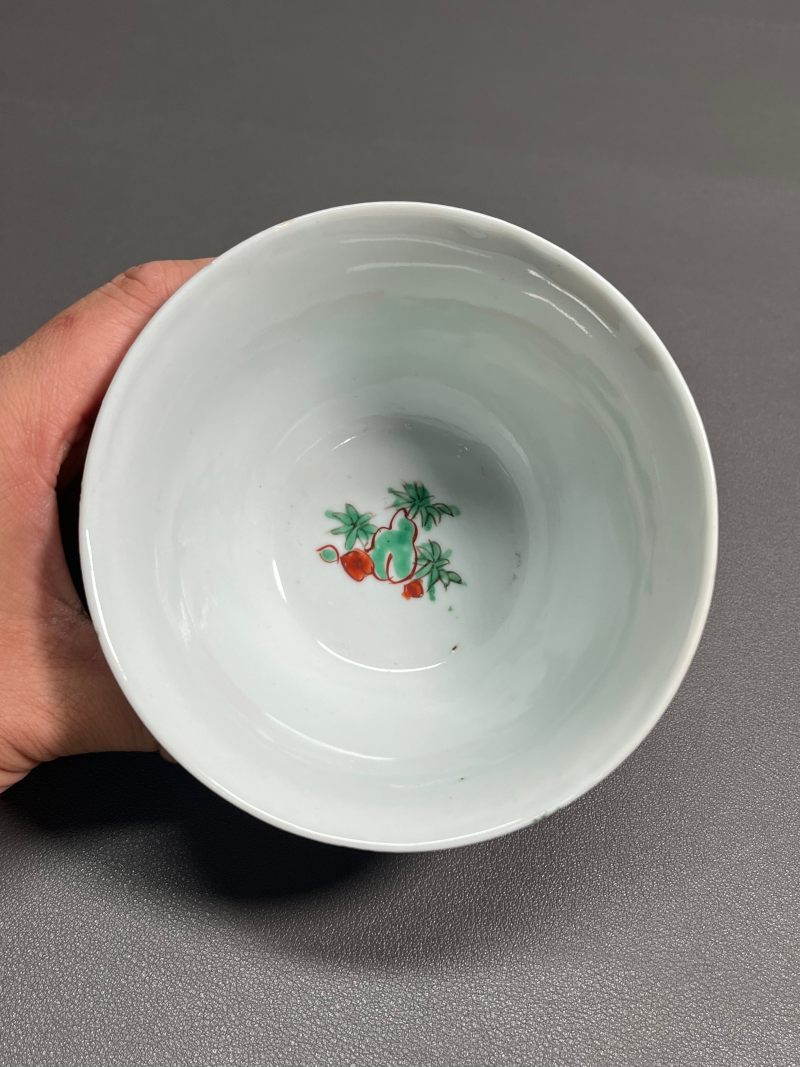 明天启—崇祯  青花五彩兰花杯（一组 4 只） - 图7