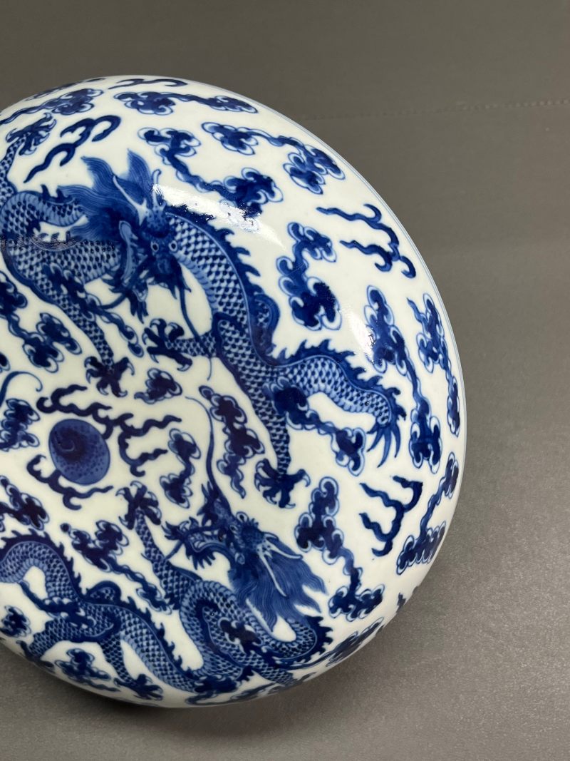 清光绪  青花云龙纹大捧盒 - 图14
