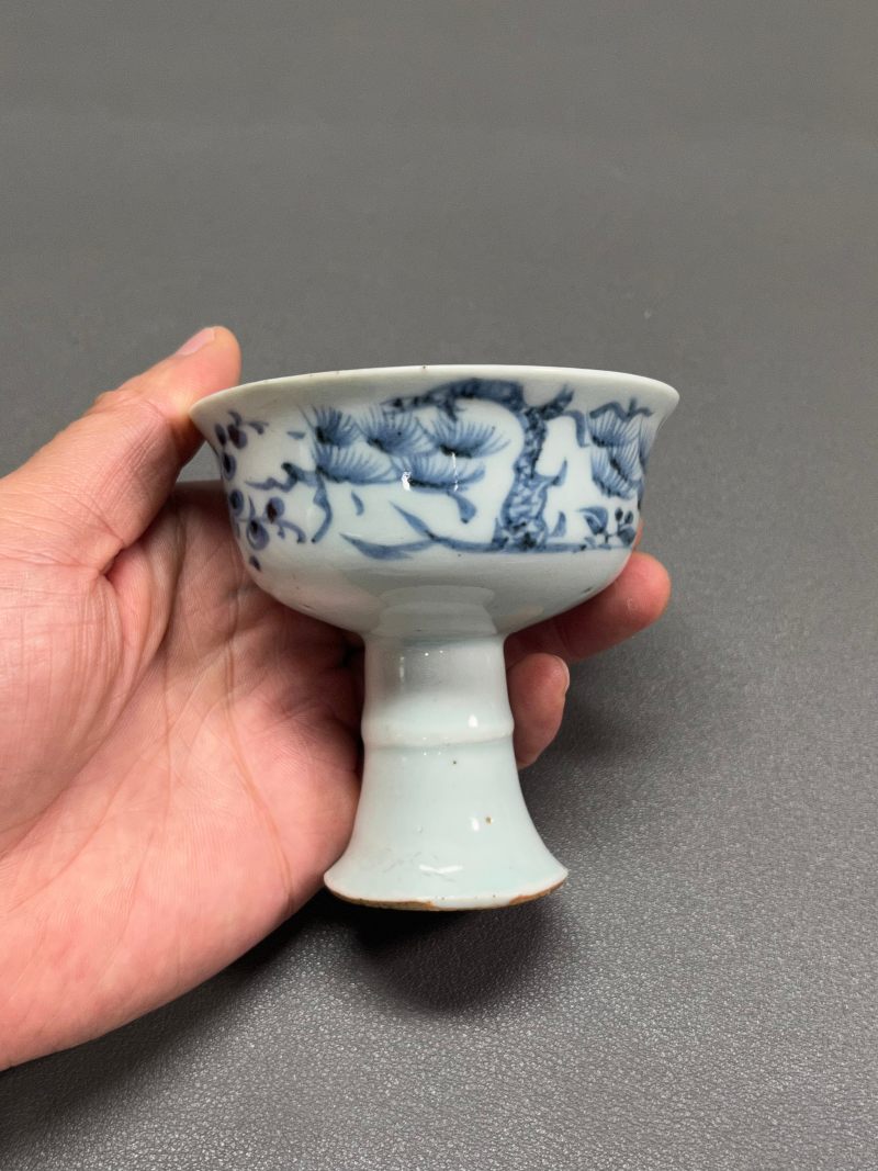 元  青花花卉纹高足杯 - 图8