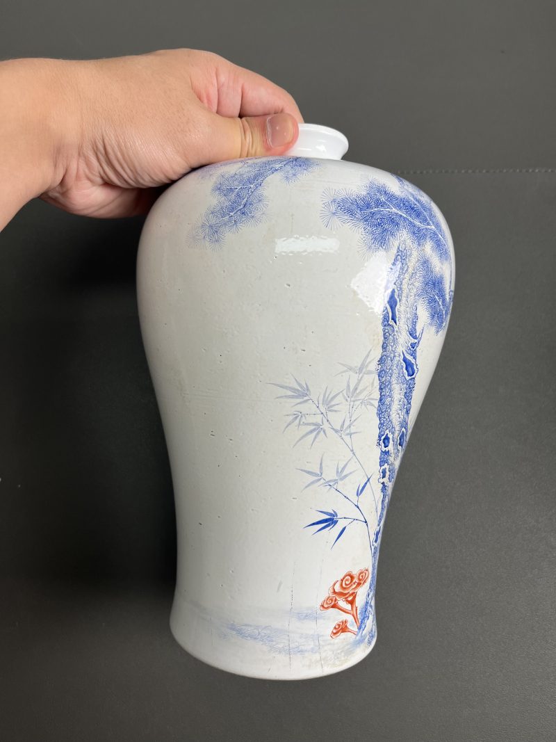 民国  瓷胎蓝料仙鹤纹梅瓶 - 图6