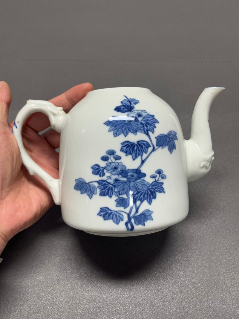 晚清-民国 青花花鸟纹执壶 - 图7