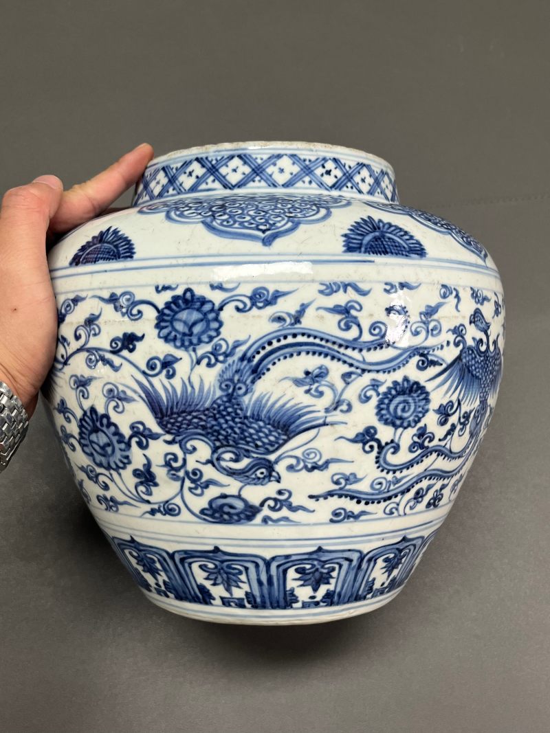 明中期  青花凤穿花纹罐 - 图6