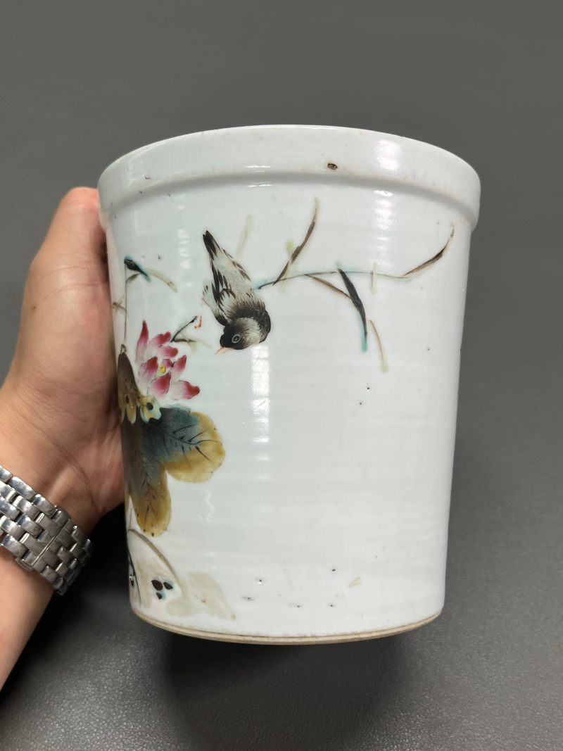 十九世纪  程玉婷作粉彩“一路连科”图花盆 - 图6