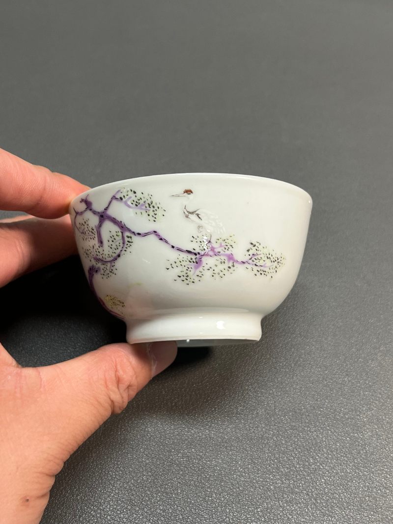 清雍正  粉彩鹤鹿同春杯 - 图5