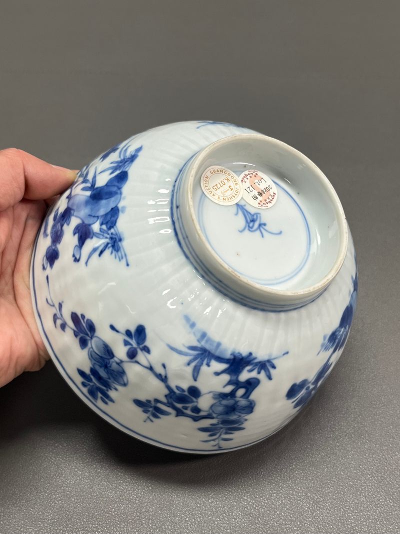 清康熙 青花折枝花卉纹菊瓣碗-多宝古瓷宝典