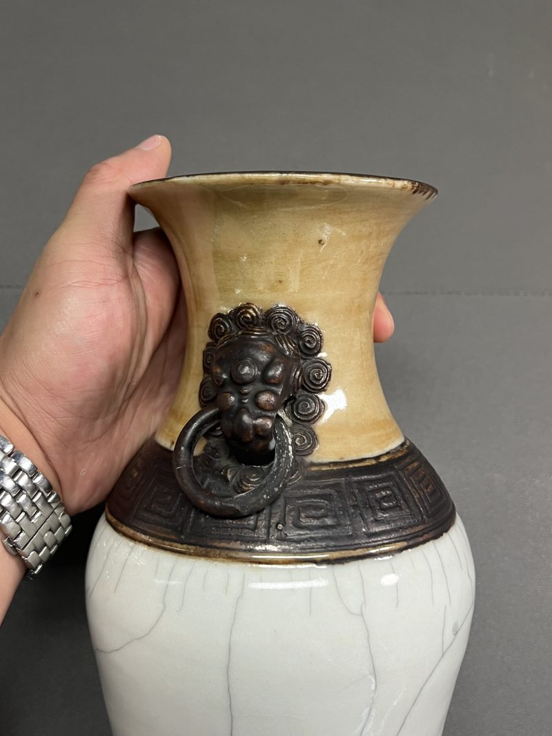 清中期  仿哥釉双象耳尊 - 图9