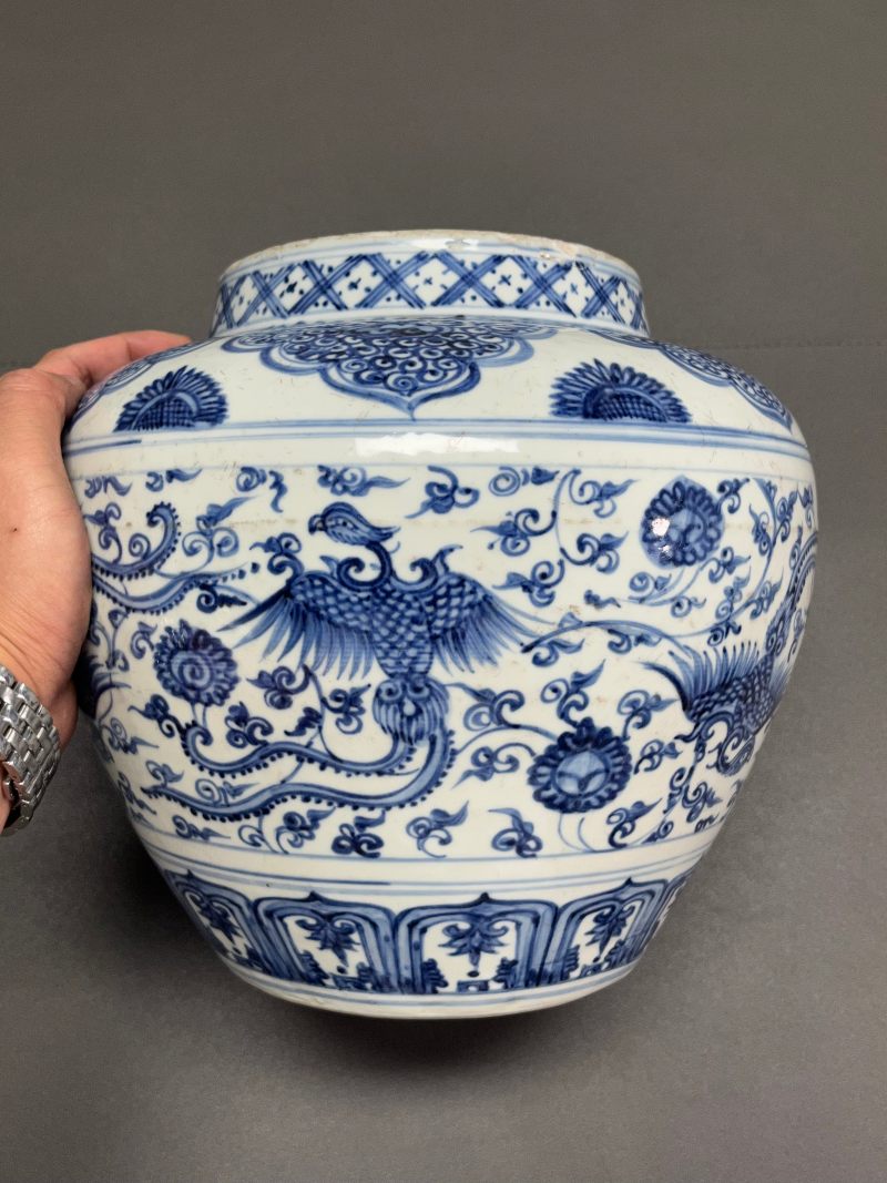 明中期  青花凤穿花纹罐 - 图7