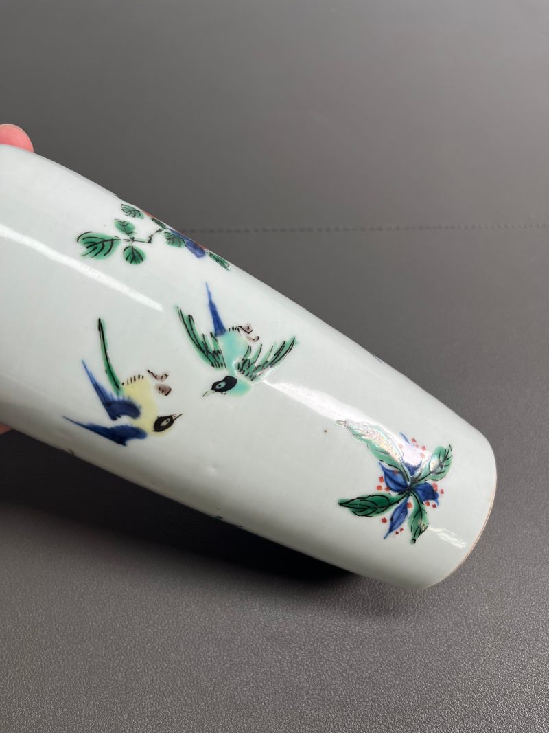 清顺治  青花五彩花鸟纹筒瓶 - 图14