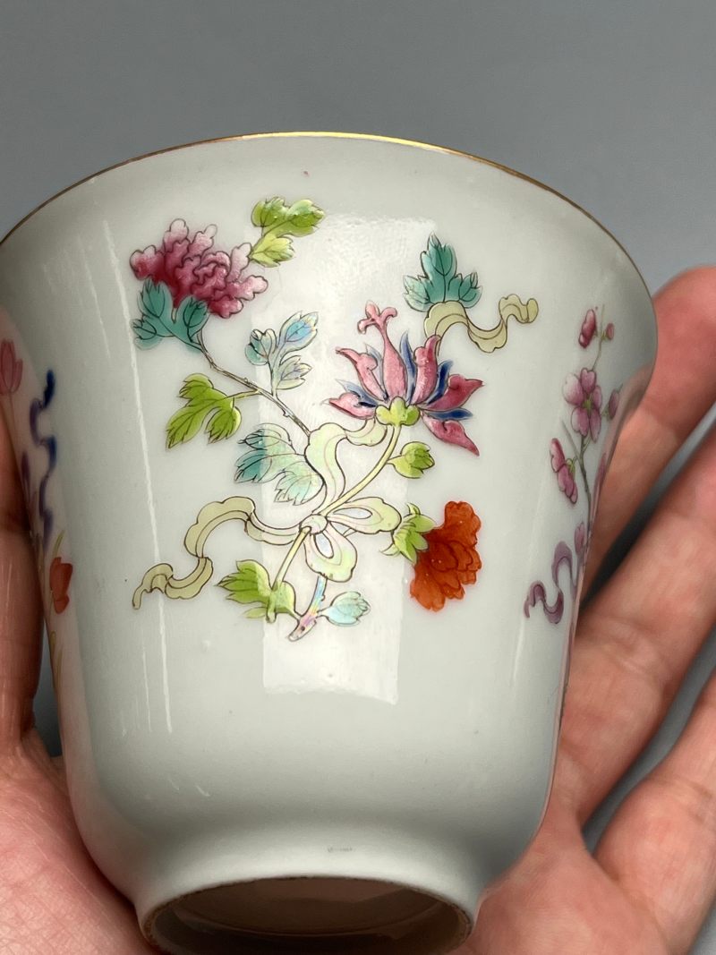 清道光  粉彩花卉八吉祥纹盖杯 - 图17