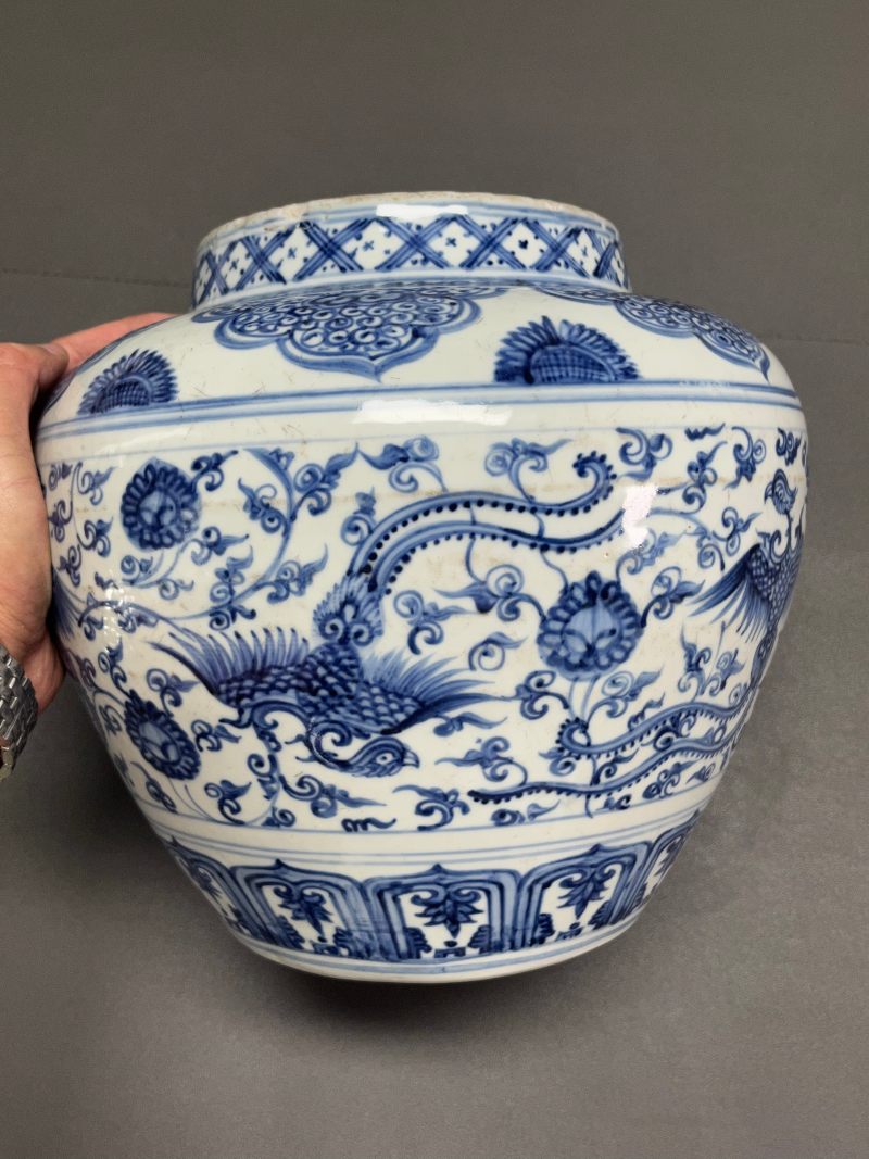 明中期  青花凤穿花纹罐 - 图8