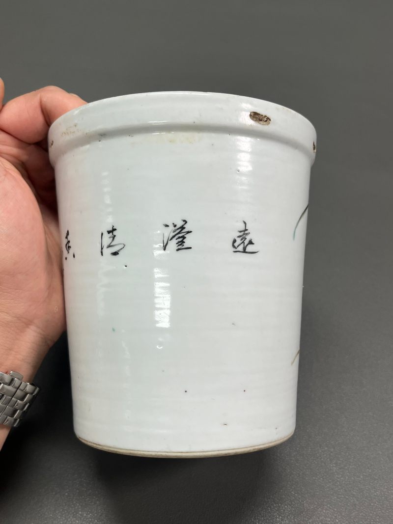 十九世纪  程玉婷作粉彩“一路连科”图花盆 - 图8