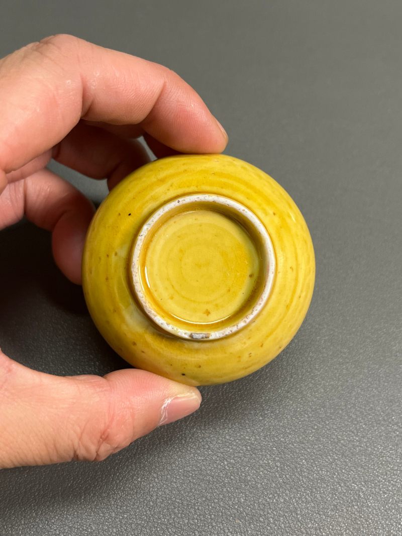清康熙 黄釉水盂（带木座） - 图11