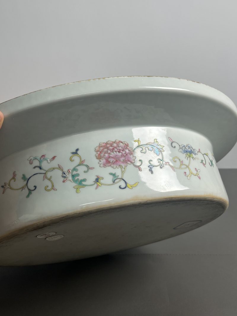 清中期  粉彩花鸟纹折沿洗 - 图15