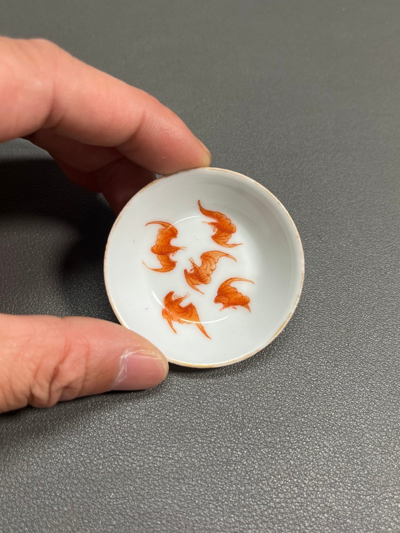 清同治  矾红彩洪福齐天纹套杯 - 图36