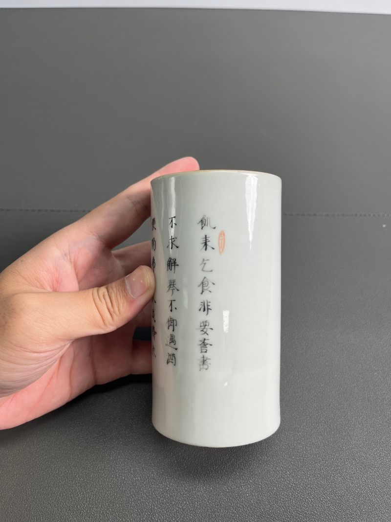 清咸丰 粉彩粉彩“无双谱”笔筒 - 图8