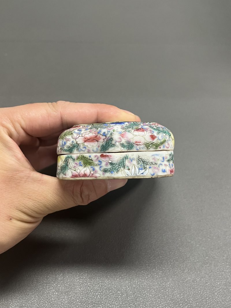 民国  粉彩繁花纹盖砚 - 图8