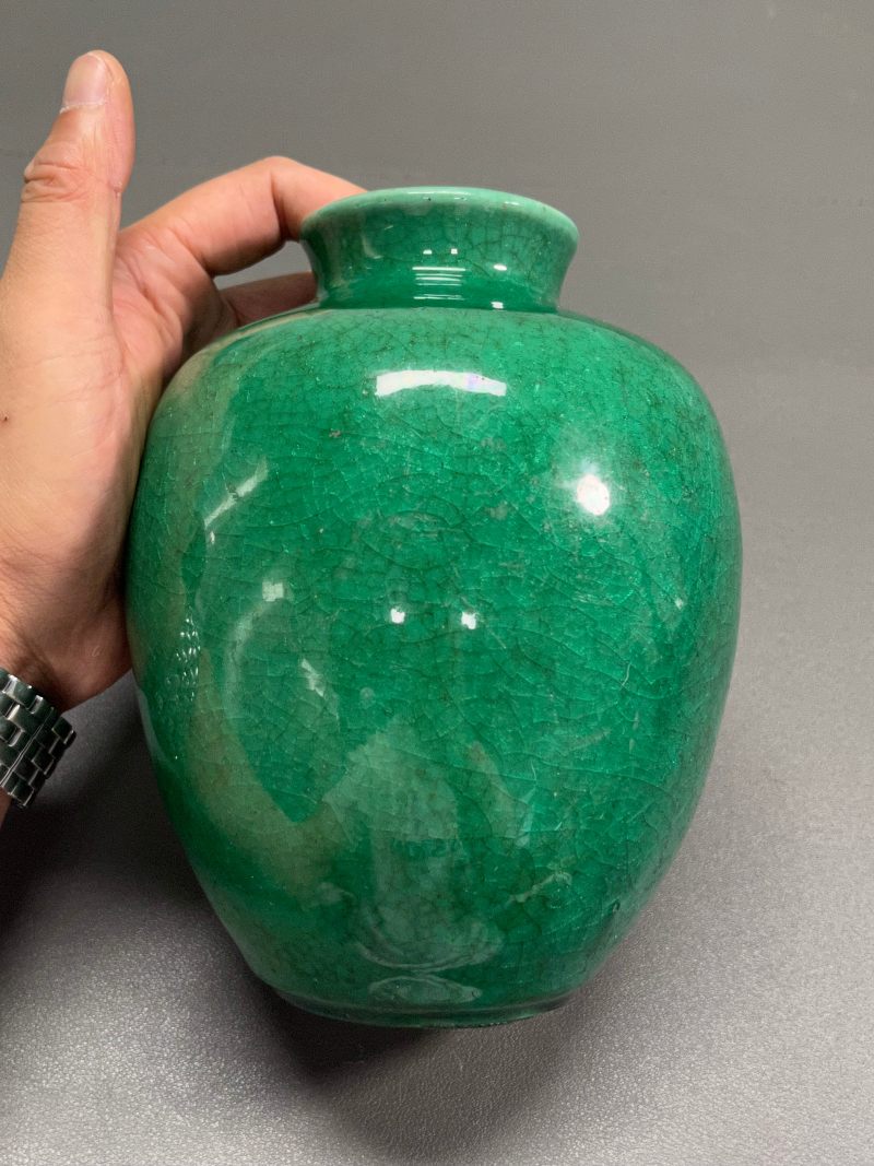 清康熙  郎绿釉太白罐（带木座） - 图7