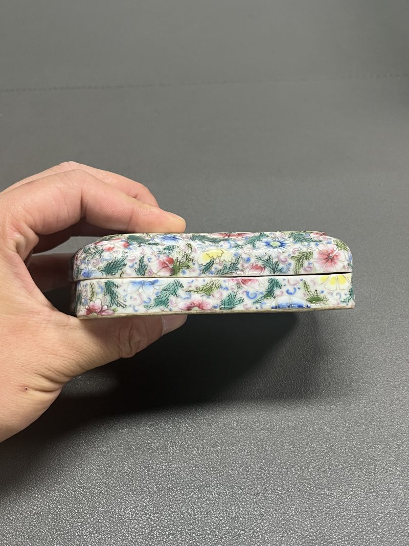 民国  粉彩繁花纹盖砚 - 图9