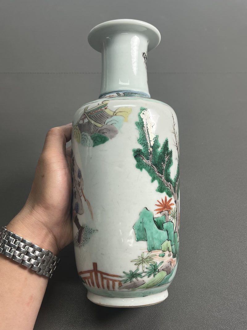 清康熙 五彩人物图小棒槌瓶 - 图5