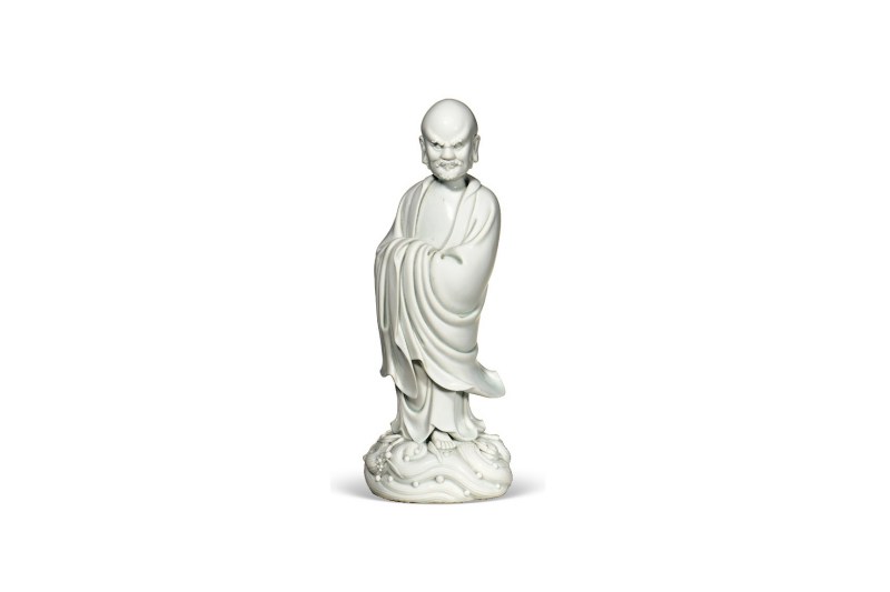 十九世纪  德化窑白釉达摩塑像