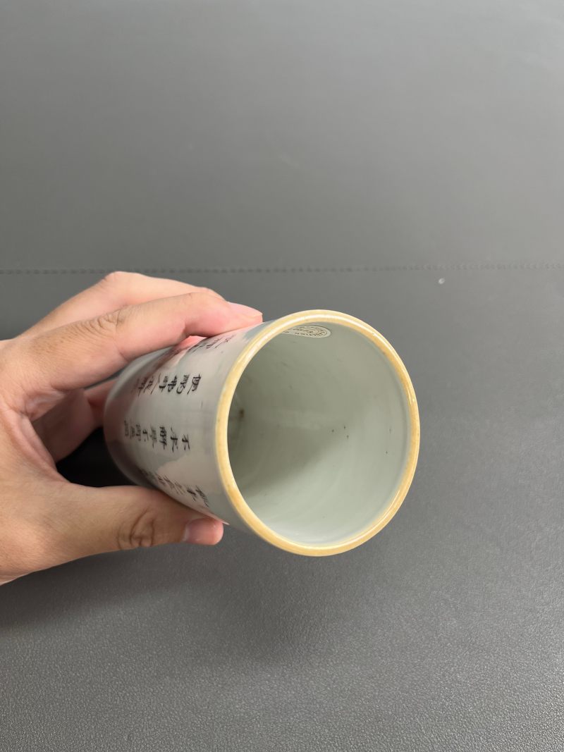 清咸丰 粉彩粉彩“无双谱”笔筒 - 图10